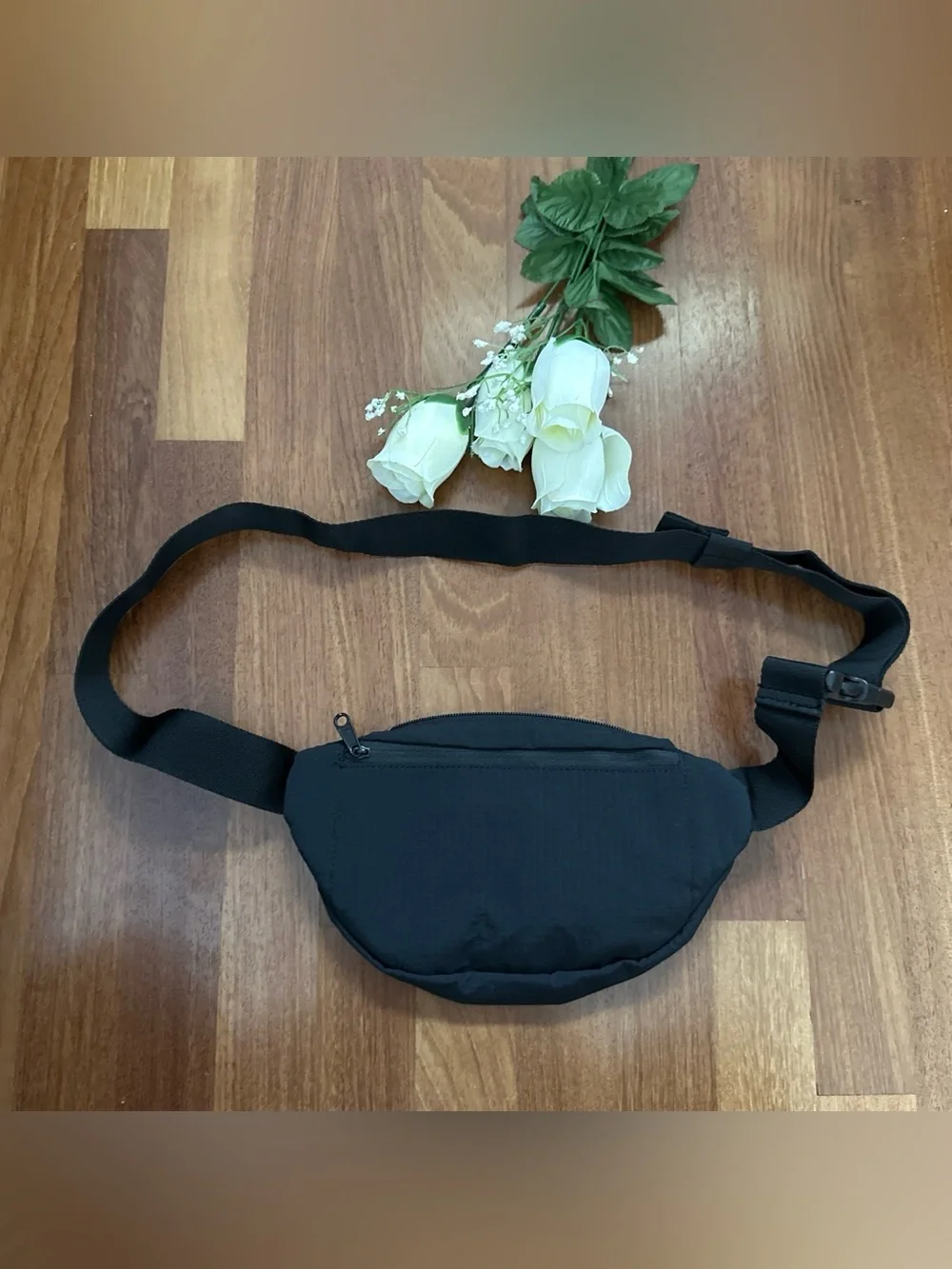 adidas Black Trefoil Belt Bag with Front Zip